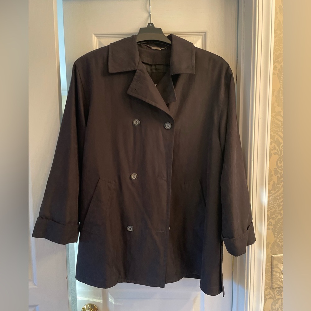 London Fog Black Double-Breasted Trench Coat